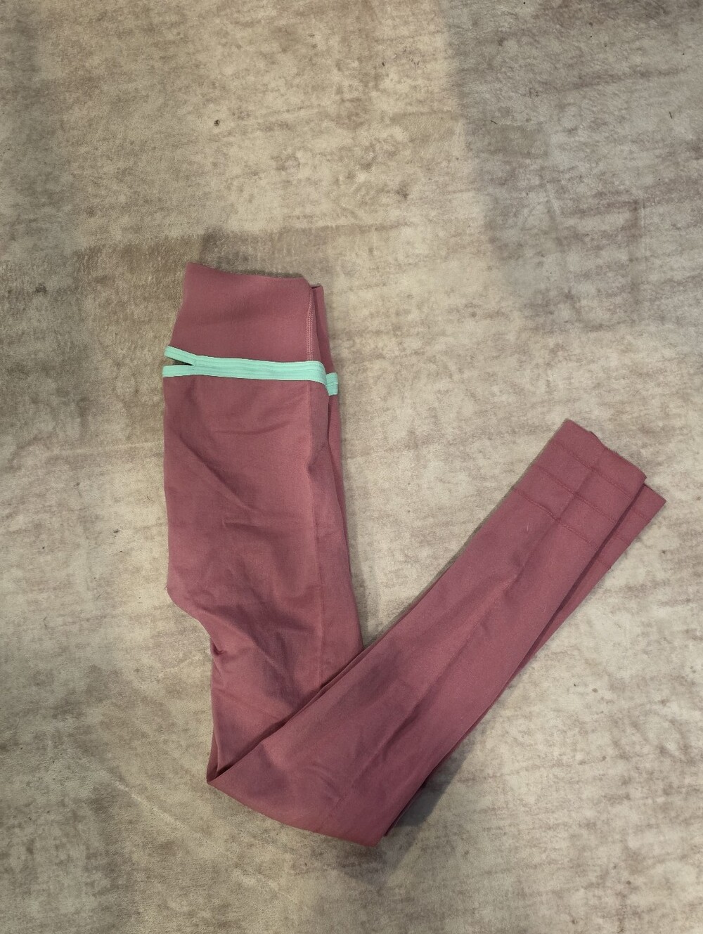 Fabletics Mauve Leggings with Mint Trim
